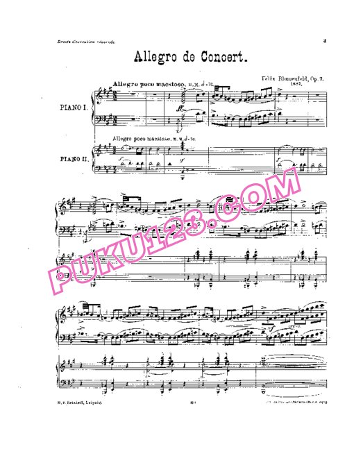 天天钢琴网-免费下载Blumenfeld - Allegro da Concerto in A major Op.7 - 2 pianos