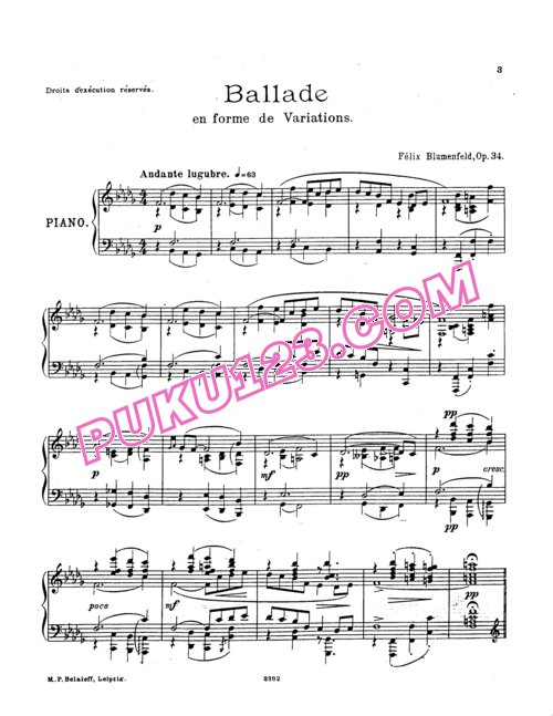 天天钢琴网-免费下载Blumenfeld - Ballade in the form of Variations Op.34