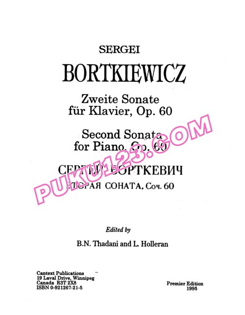 天天钢琴网-免费下载Bortkiewicz - Piano Sonata No.2 in c-sharp Minor Op.60