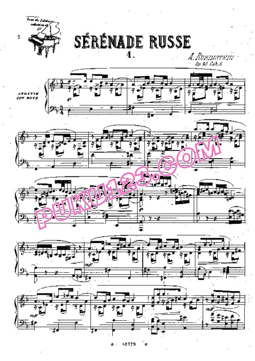 天天钢琴网-免费下载Rubinstein - 2 Serenades Russes from Miscellenies Op.93 Book.6