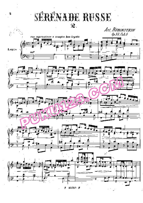 天天钢琴网-免费下载Rubinstein - 2 Serenades Russes from Miscellenies Op.93 Book.6