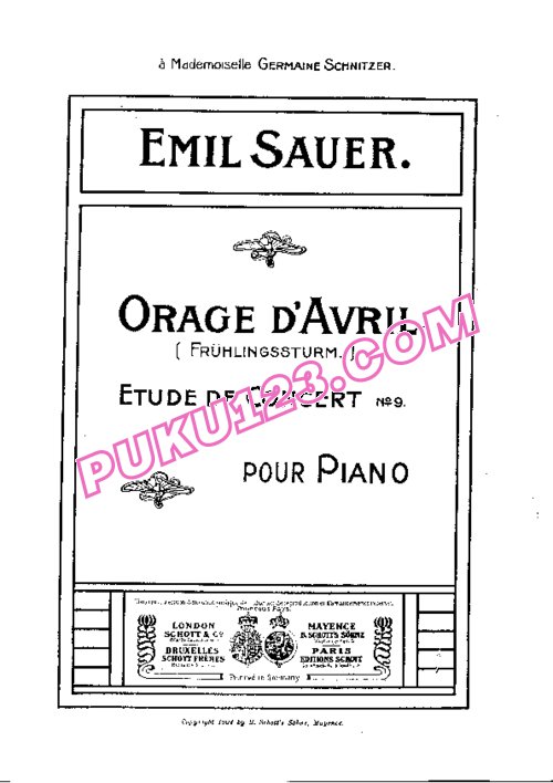 天天钢琴网-免费下载Sauer - Etudes de Concert No.9, Orage d Avril