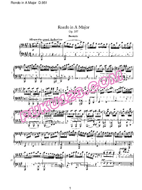 天天钢琴网-免费下载Schubert - Grand Rondeau in A Major D.951 - 4 Hands