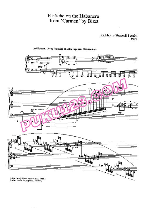 天天钢琴网-免费下载Sorabji - Bizet - Pastiche No.2 on Habanera from Carmen