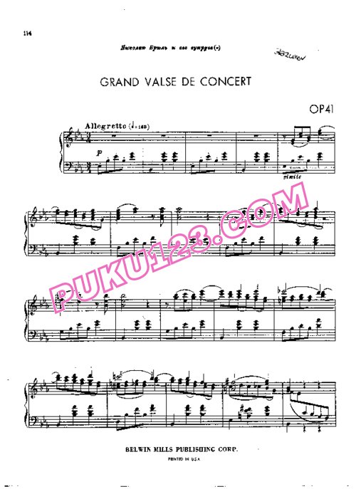 天天钢琴网-免费下载Glazunov - Grand Valse de Concert Op.41