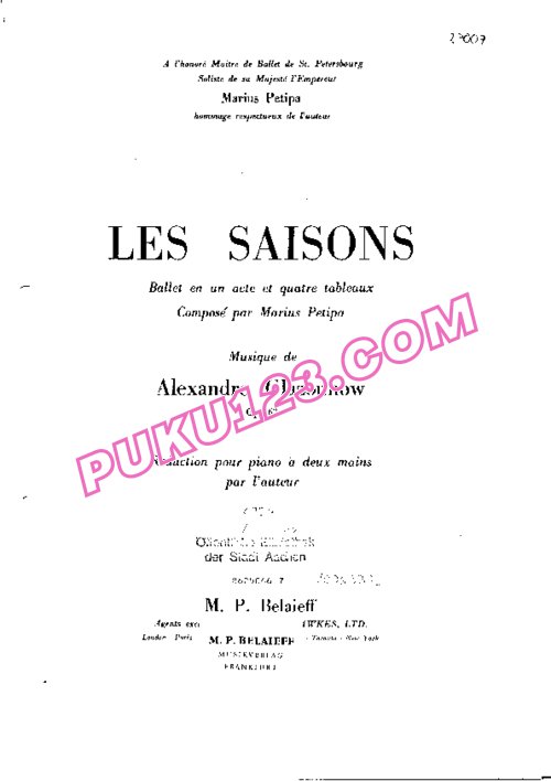 天天钢琴网-免费下载Glazunov - Les Saisons Op.67 - Solo Piano 钢琴独奏版