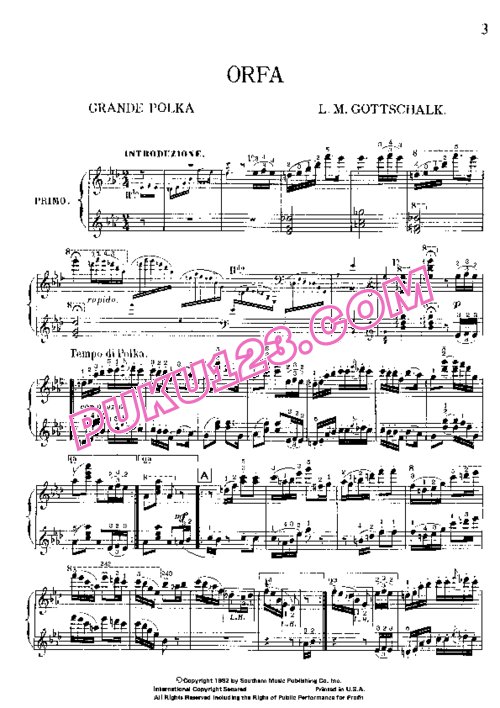 天天钢琴网-免费下载Gottschalk - Orfa Grande Polka Op.71 - 4 Hands