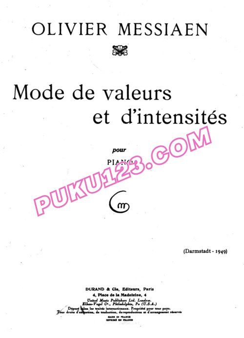 天天钢琴网-免费下载Messiaen - Mode de valeurs et d intensites