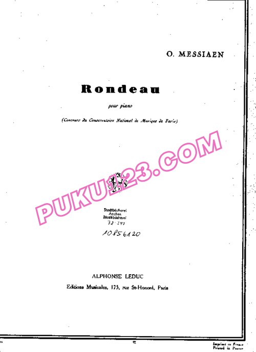 天天钢琴网-免费下载Messiaen - Rondeau