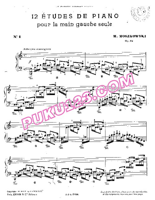 天天钢琴网-免费下载Moszkowski - 12 Etudes For The Left Hand Op.92