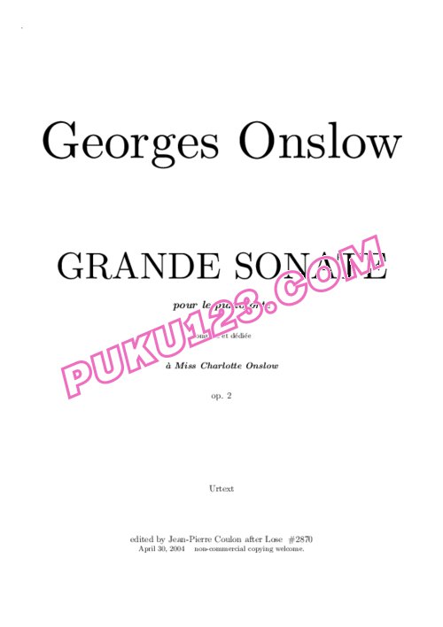 天天钢琴网-免费下载Onslow - Grande Sonata in c Minor Op.2