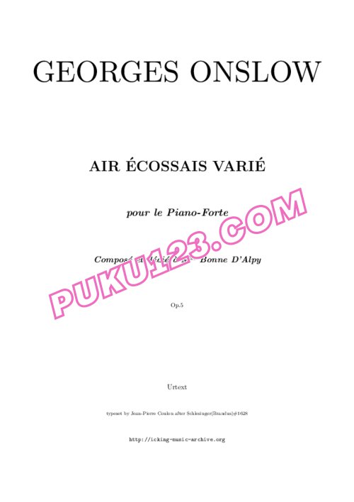 天天钢琴网-免费下载Onslow - Air Ecossais Varie Op.5